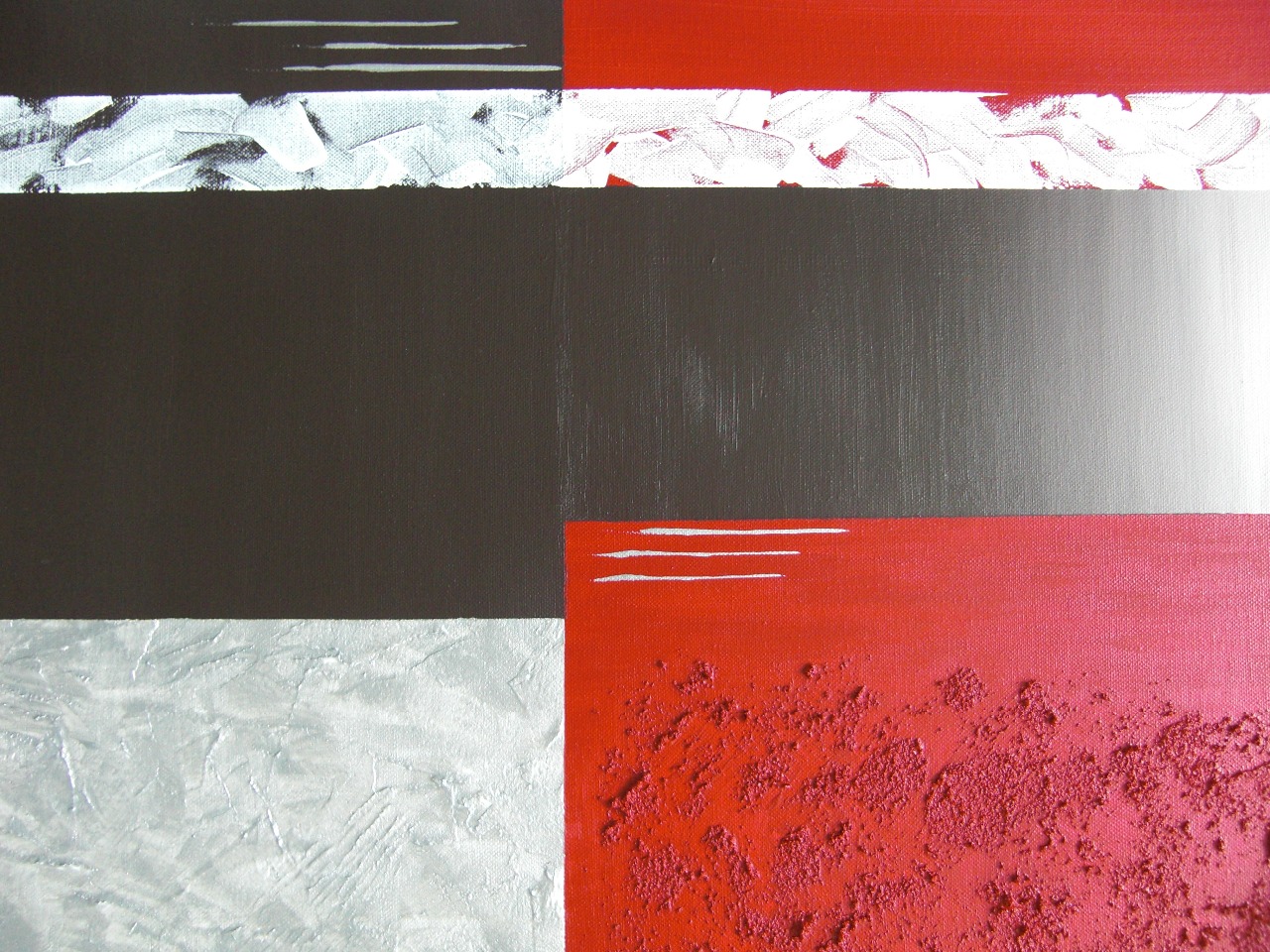 Tableau Rouge Marron Argent et Blanc Triptyque